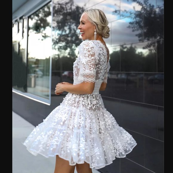Bronx and Banco "Megan" Mini Dress in White Lace - Size 4 (S) - Picture 2 of 14